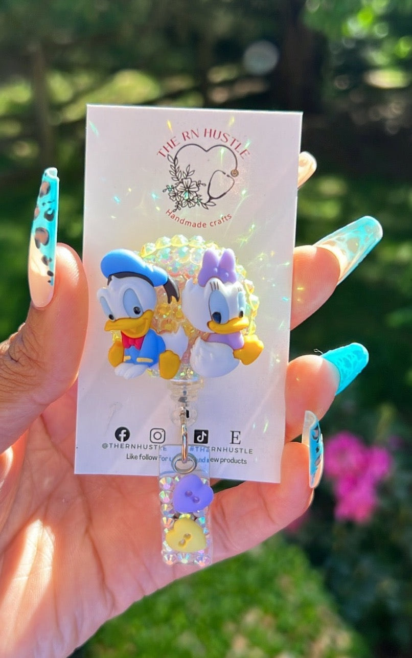 Baby Donald and Daisy Rhinestone Badge Reel