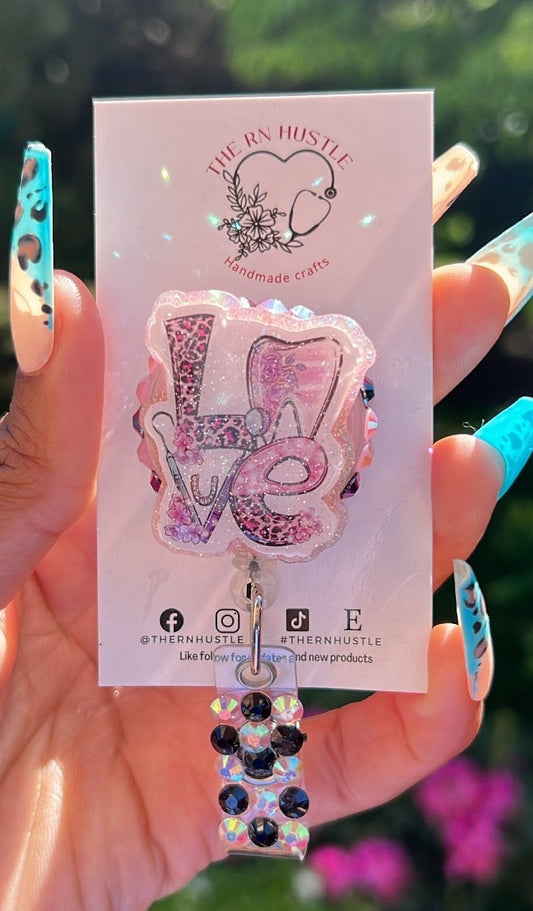 Dental Love Rhinestone Badge Reel