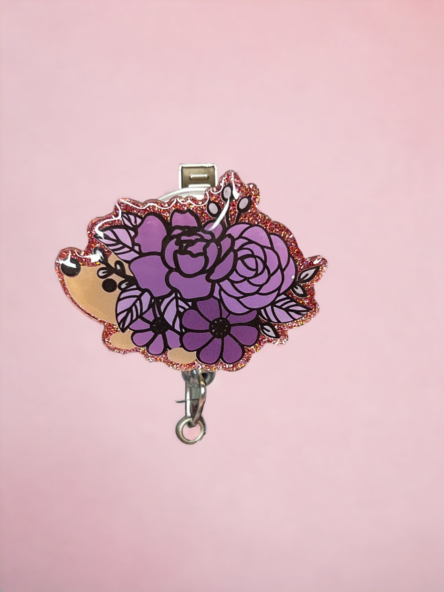 Floral Hedgehog Badge Reel